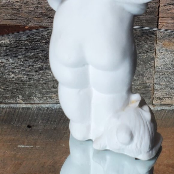 Vintage Bisque Cherub Angel Holding Flowers - Bunny at Feet - Unpainted. - Picture 5 of 9